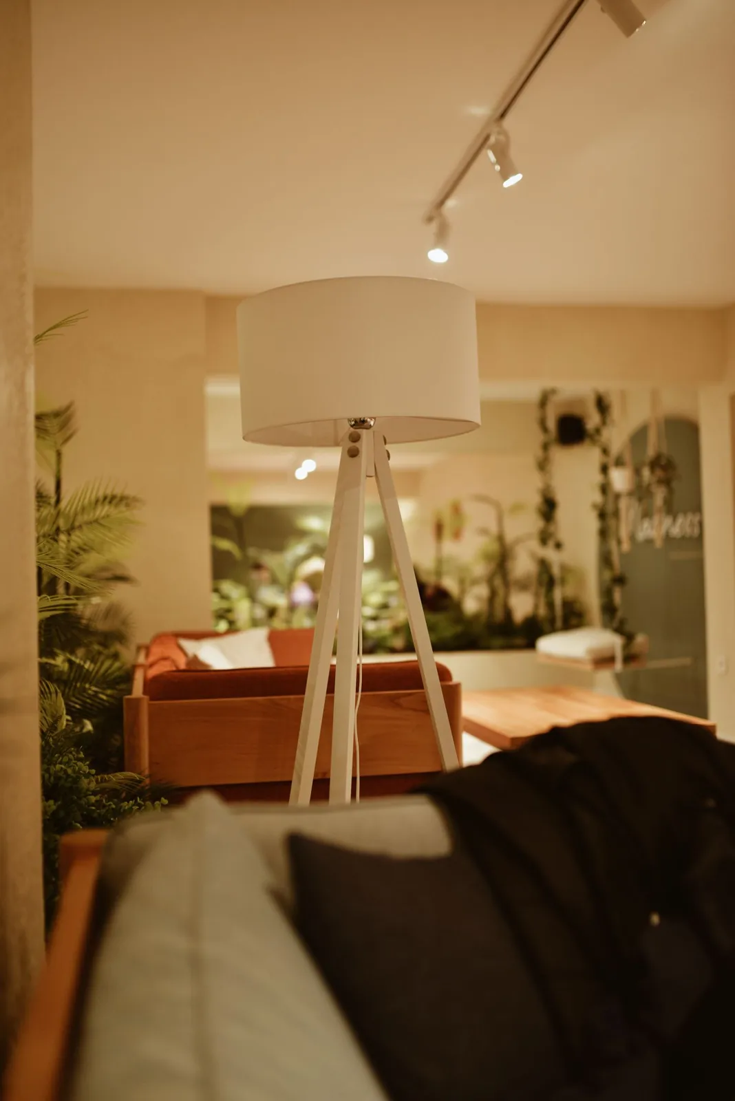 Floor lamp beside living-room seating