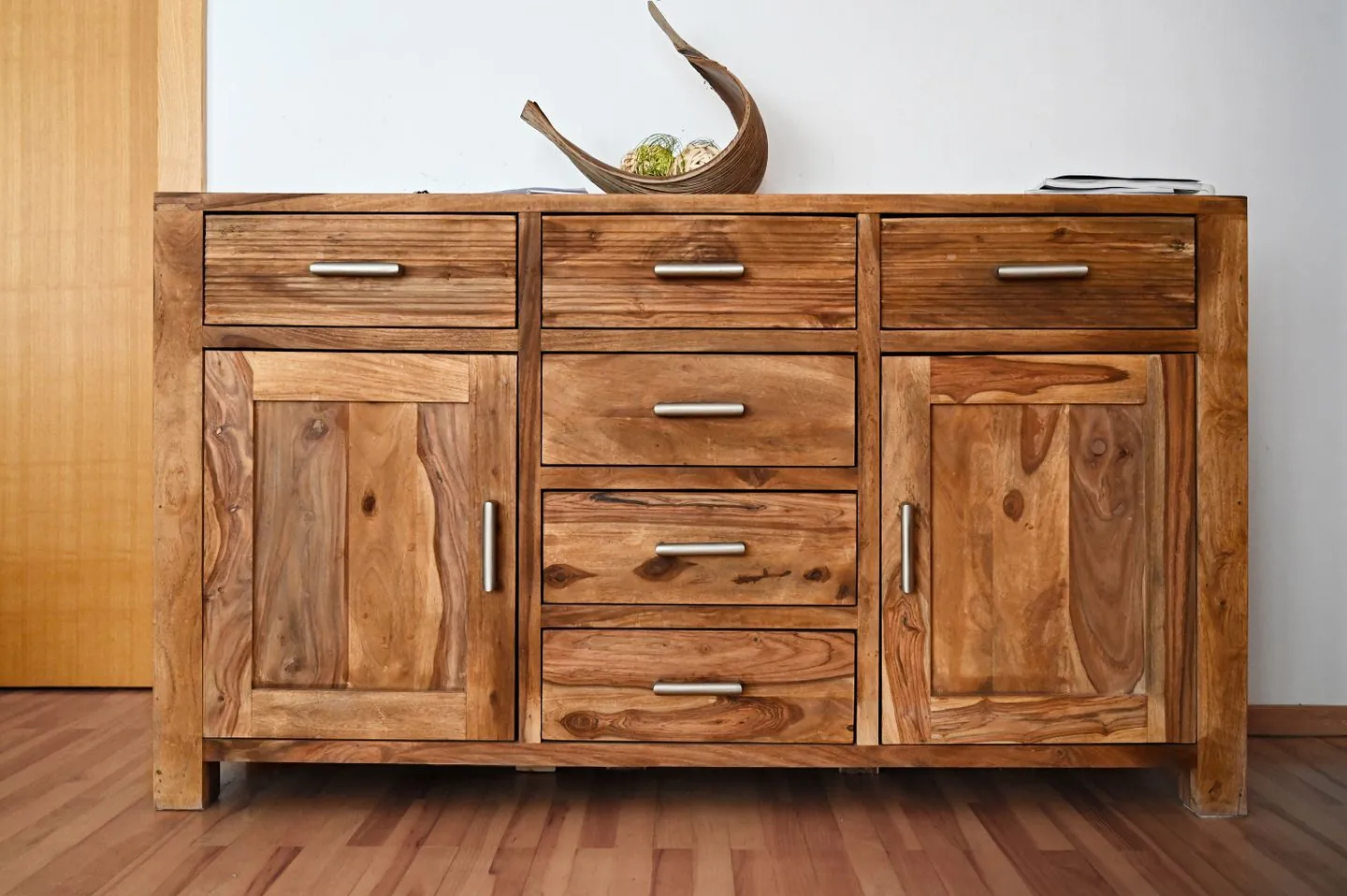 Wooden sideboard with cupboards and drawers