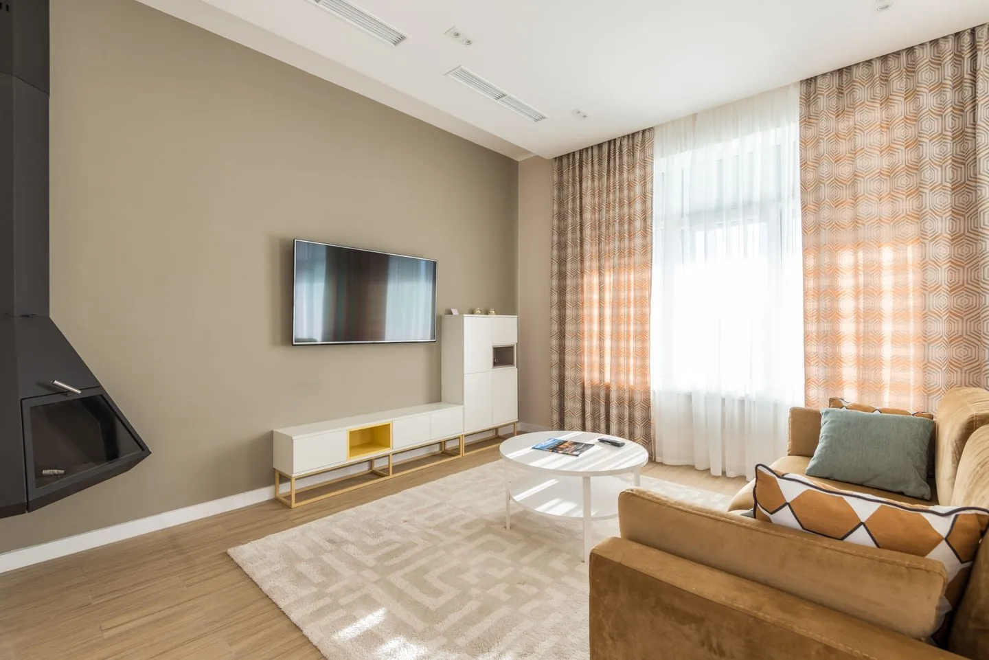 Curtains covering a large living-room window
